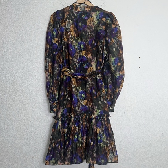 & Other Stories Watercolor Ruffle Midi Wrap Dress Womens Size 4 Boho - Picture 4 of 16